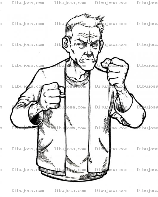 Dibujo para colorear Abuelito Enojado Para Pintar Y Colorear Dibujo De Abuelo Bravo