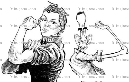 Dibujo para colorear Mujer Fuerte Y Hombre Debil Dibujo De Tiempos Modernos Para Pintar Y Colorear El Poder Femenino
