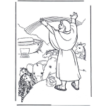 Dibujo para colorear Dibujo De Noe Sacando A Los Animales Del Arca Frente Al Arcoiris Que Es La Promesa De DIOS De Que Nunca Mas Habra Un Diluvio Para Pintar Y Colorear