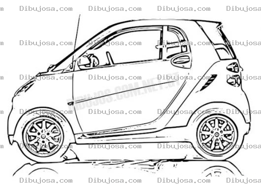 Dibujo para colorear Dibujo de un Smart Mercedesbenz para colorear