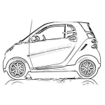 Dibujo para colorear Dibujo de un Smart Mercedesbenz para colorear