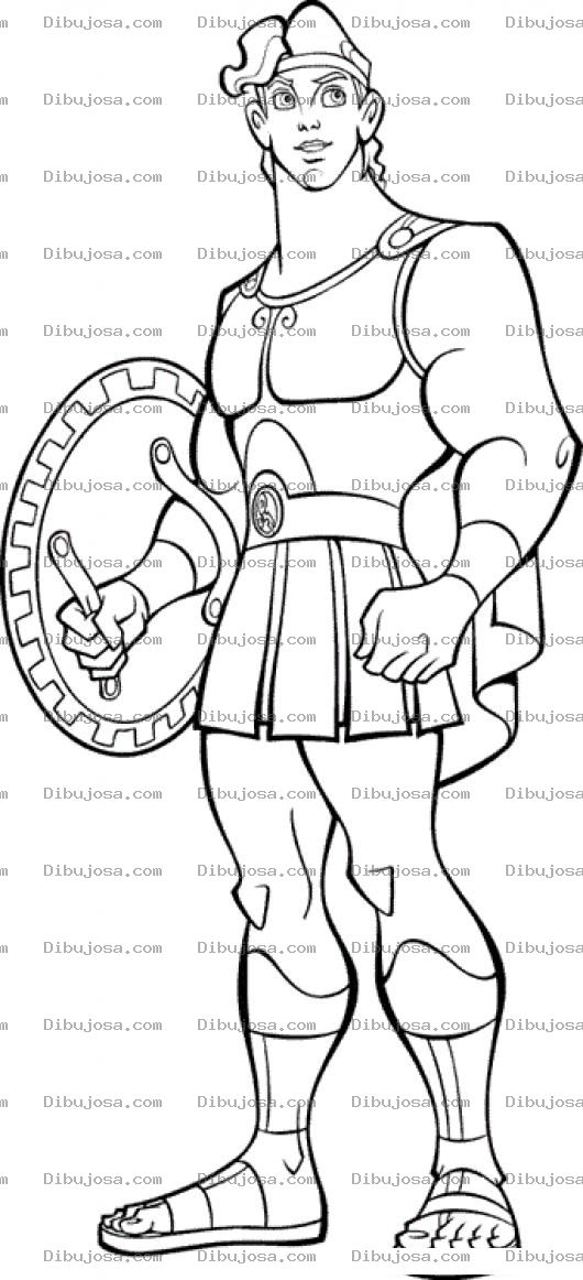 Dibujo para colorear Dibujo De Hercuels Con Escudo Para Colorear
