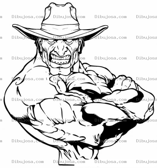 Dibujo para colorear Feo Pero Musculoso Dibujo De Un Vaquero Con Muchos Musculos Para Colorear En La Cara Tiene El Pecado Pero En El Cuerpo Tiene El Perdon
