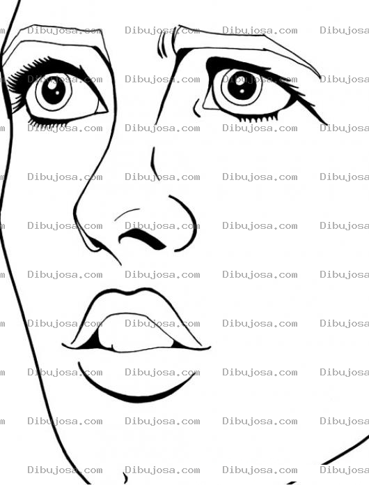 Dibujo para colorear Rostro De Mujer Preocupada Para Colorear