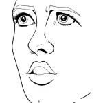 Dibujo para colorear Rostro De Mujer Preocupada Para Colorear