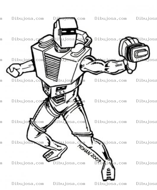 Dibujo para colorear Dibujo De Robot Con Pistola Laser Para Colorear