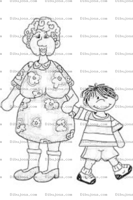 Dibujo para colorear Dibujo De Abuelita Con Nieto Para Colorear