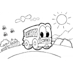 Dibujo para colorear Dibujo De Bus Perseguido Por 3 Abejas Para Pintar Y Colorear