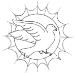 Dibujo para colorear Dibujo De Paloma Volando Frente Al Sol Para Pintar Y Colorear
