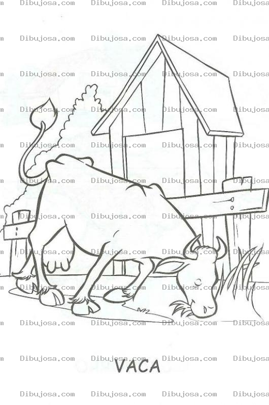 Dibujo para colorear Dibujo De Vaca Comiendo Pasto Para Pintar Y Colorear