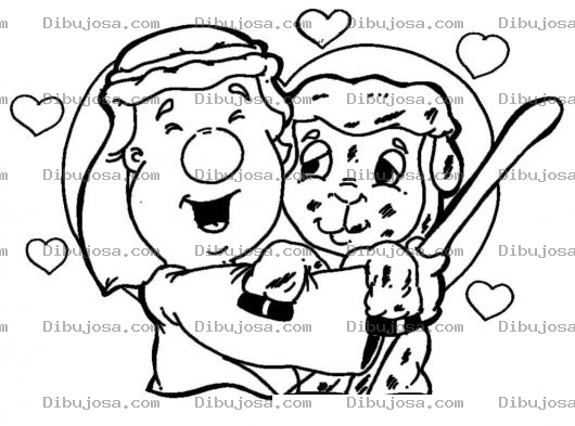 Dibujo para colorear Dibujo De Pastor Abrazando A La Oveja Que Estaba Perdida Para Colorear