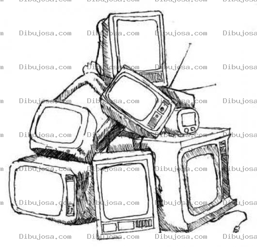 Dibujo para colorear Cementerio De Televisores Dibujo De Televisores Viejos Amontonados Y Abandonados Para Pintar Y Colorear Televisiones Viejas