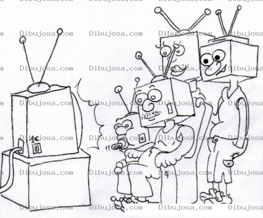 Dibujo para colorear Familia De Televisores Viendo Television Para Pintar Y Colorear