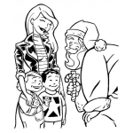 Dibujo para colorear Dibujo De Mama Con Santaclaus Para Pintar Y Colorear A Santaclau Saludando A Dos Hermanitos Con Su Mama