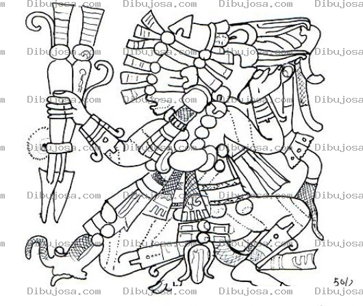 Dibujo para colorear Dibujo Maya Con Lanzas Para Colorear