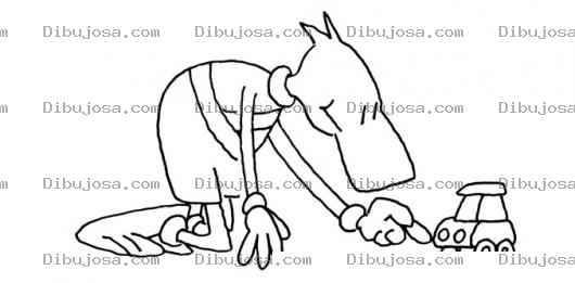 Dibujo para colorear jugando carritos dibujo de Patojo Jugano Con Un Carrito Para Colorear