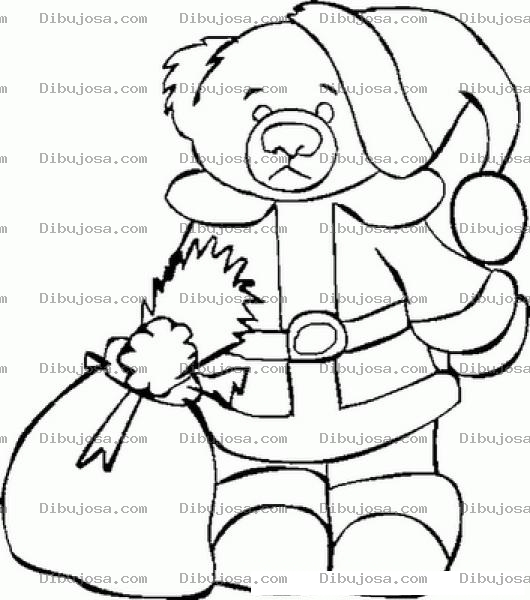 Dibujo para colorear Oso Vestido De Santaclaus Para Colorear