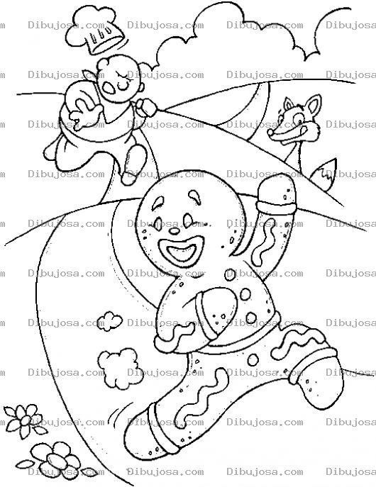 Dibujo para colorear Corre Que Te Corre Y Correras Yo Soy De Bizcocho Y Corro Mas Cuento Del Hombrecillo De Bizcocho Para Pintar Y Colorear El Cuento Del Muneco De Jenjibre Que Escpaba De Ser Comido