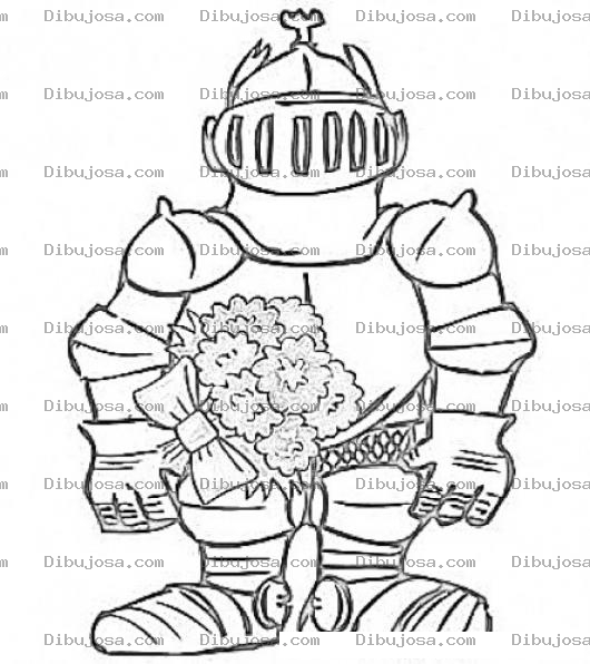 Dibujo para colorear Ibujo De Vcaballero Con Flores Para Colorear