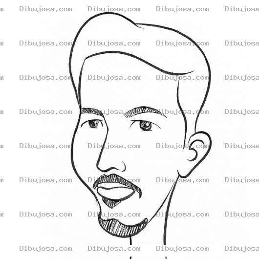 Dibujo para colorear Flaco Con Barbita Y Bigote Para Pintar Y Colorear