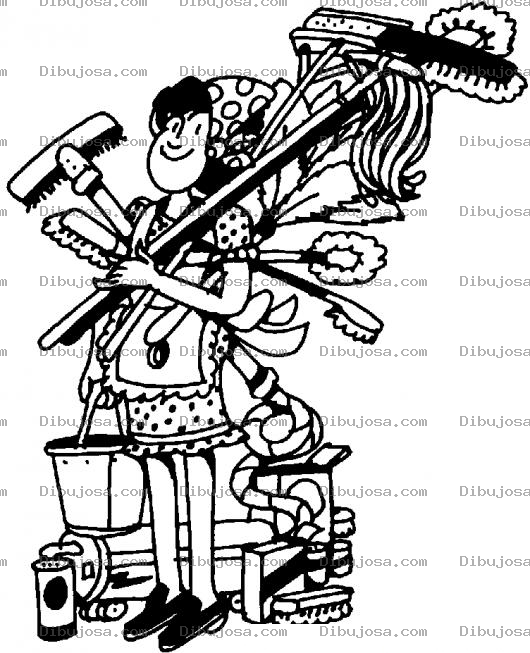 Dibujo para colorear Mujer Mil Usos Dibujo De Mujer Asendosa Para Pintar Y Colorear Ama De Casa Con Implementos De Limpieza