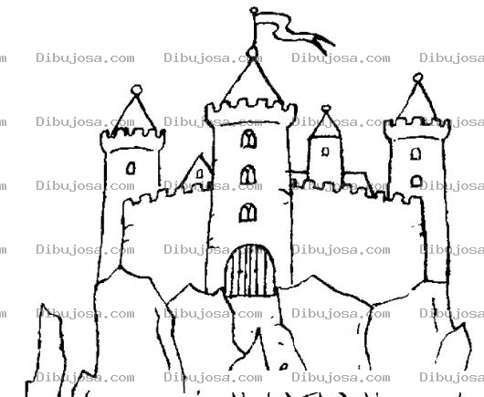 Dibujo para colorear Dibujo De Castillo En Una Colina Para Colorear