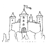 Dibujo para colorear Dibujo De Castillo En Una Colina Para Colorear