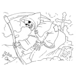 Dibujo para colorear Dibujo De La Muerte Caminando En El Cementerio Para Pintar Y Colorear La Muerte Con Su Guandana