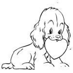Dibujo para colorear Dibujo De Un Perrito Mordiendo Un Corazon Para Pintar Y Colorear