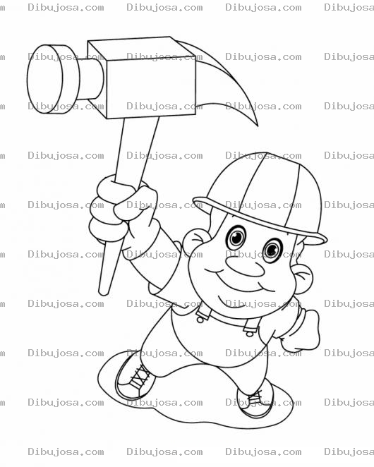 Dibujo para colorear Dibujo De Ingeniero Civil Con Casco Y Martillo Para Colorear