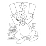 Dibujo para colorear Castor Canadiense Dibujo De Un Castor Con La Bandera De Canada Para Pintar Y Colorear