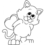 Dibujo para colorear Dibujo De Un Gatito Con Un Corazon Para Colorear Gato Enamorado