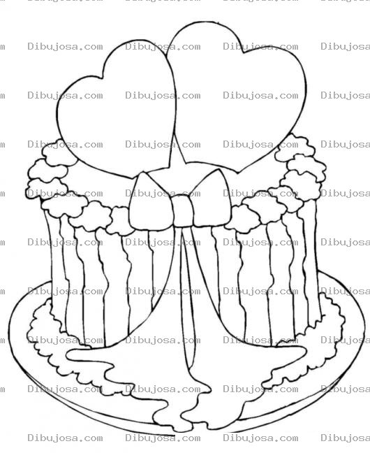 Dibujo para colorear Pastel De Amor Dibujo De Un Pastelon Para El Dia De Los Enamorados Para Pintar Y Colorear Pastel De San Valentin