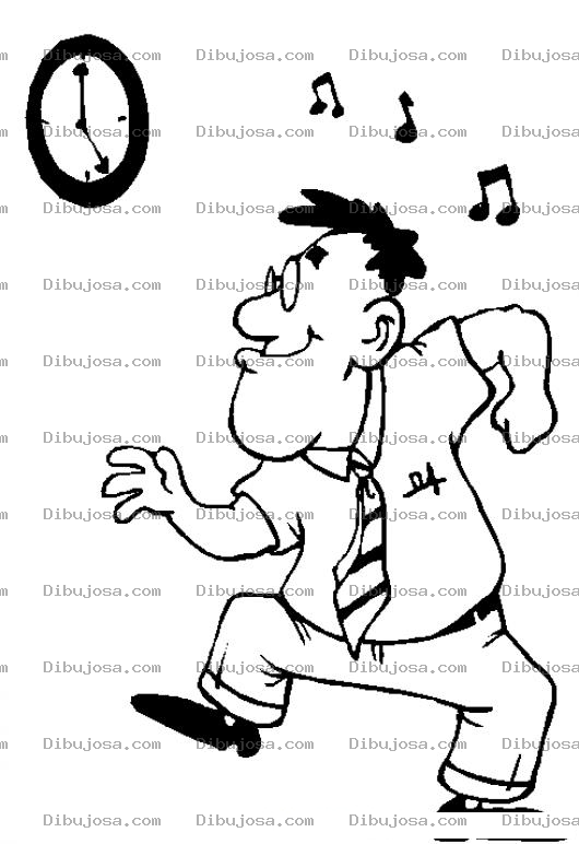Dibujo para colorear Empleado Bailando En Horas De Trabajo Para Pintar Y Colorear