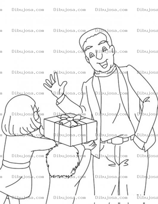 Dibujo para colorear Diadelpadre Regalo Del Dia Del Padre Para Pintar Y Colorear 2 Hijos Regalando Un Regalo A Su Papa