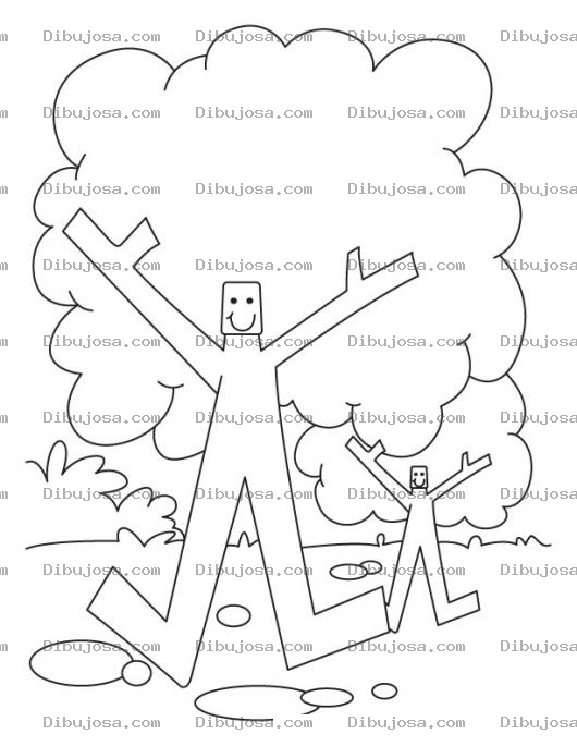 Dibujo para colorear Colorear Hombres Arboles