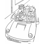 Dibujo para colorear Dibujo De Rata Manejando Un Carro Con Una Chica Para Pintar Y Colorear