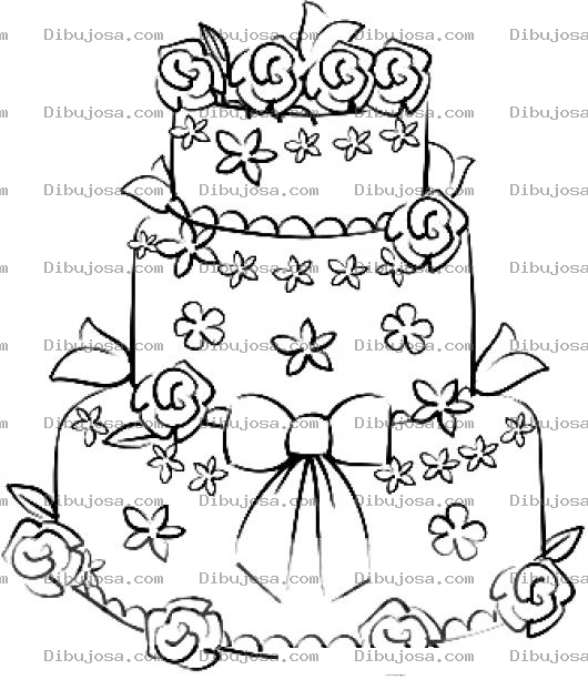 Dibujo para colorear Pastel De Tres Niveles Para Pintar Y Colorear