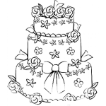 Dibujo para colorear Pastel De Tres Niveles Para Pintar Y Colorear