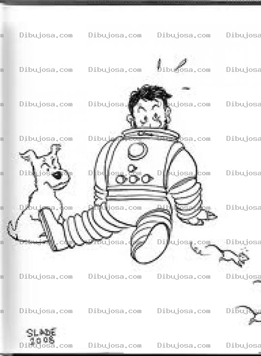 Dibujo para colorear Astronauta Sin Casco Con Perro Y Ratas Para Colorear