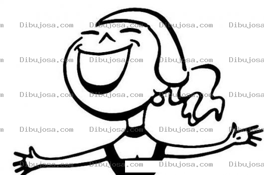 Dibujo para colorear Colorear Mujer Feliz Con Una Gran Sonrisota Para Pintar