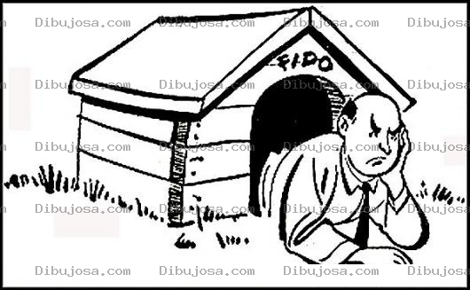 Dibujo para colorear Hombre En Casa De Perro Para Pintar Y Colorear