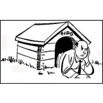 Dibujo para colorear Hombre En Casa De Perro Para Pintar Y Colorear