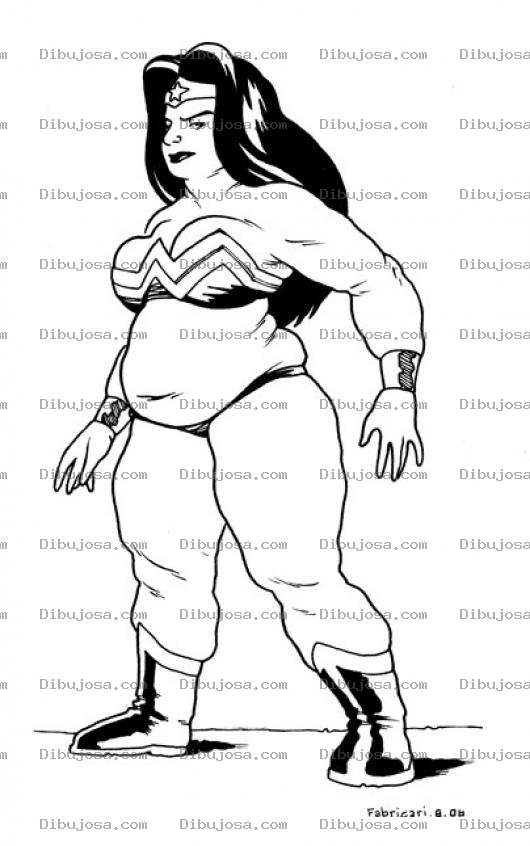 Dibujo para colorear Mujer Maravilla Gorda Para Pintar Y Colorear
