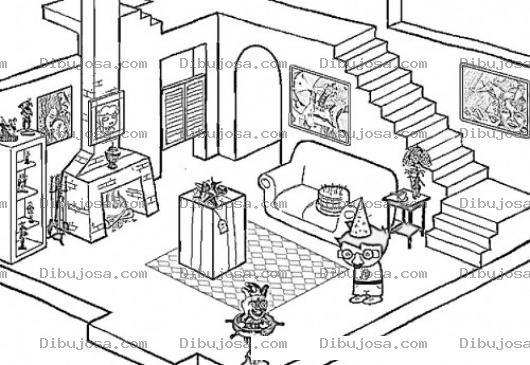 Dibujo para colorear Dibujo De Una Sala En Navidad Para Pintar Y Colorear