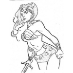 Dibujo para colorear Mujer Maravilla Con Espada Para Pintar Y Colorear