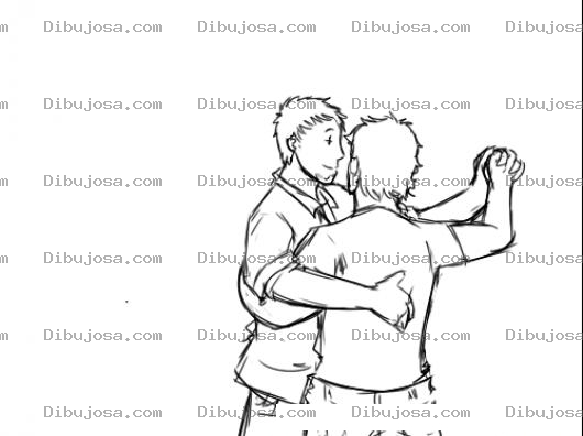 Dibujo para colorear Pareja De Hombres Bailando Juntos Para Colorear