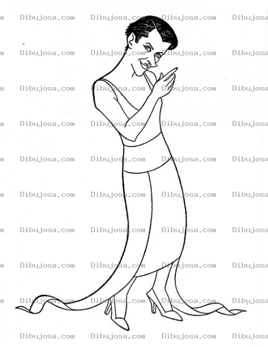Dibujo para colorear Mujer Narigona En Vestido Largo Para Colorear