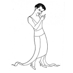 Dibujo para colorear Mujer Narigona En Vestido Largo Para Colorear