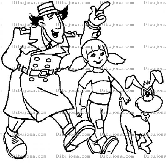 Dibujo para colorear Dibujo Del Inspector Gadget Con Su Sobrina Y Su Perro Para Pintar Y Colorear Inspectorgadget